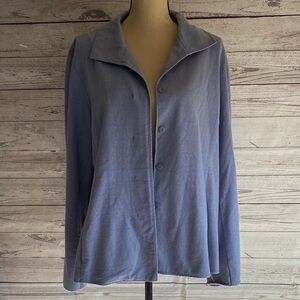 Eileen Fisher Lavender Button-Up Long Sleeves Cotton Collar Jacket Blazer Size L